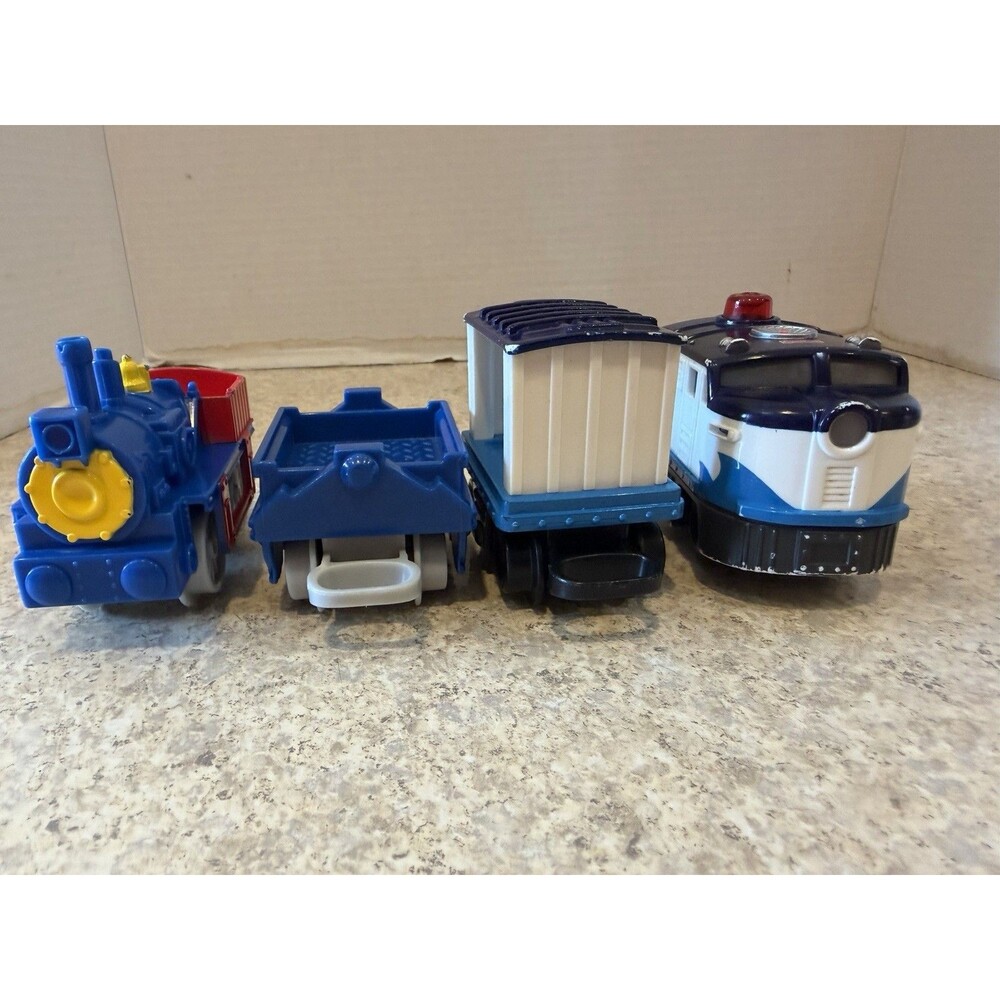 Fisher-Price GeoTrax Oceanside Flier Lobster Engine + Steam Engine 2 Cars Lot